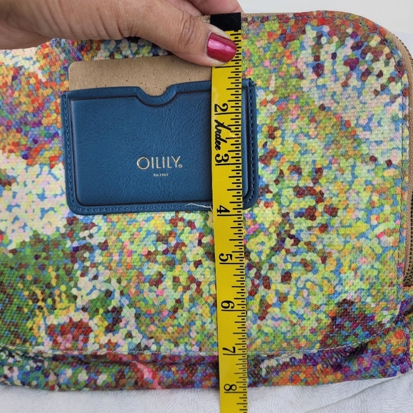 Oilily multi color artsy canvas bag  tan adjustable canvas strap blue pocket OS - Picture 14 of 16